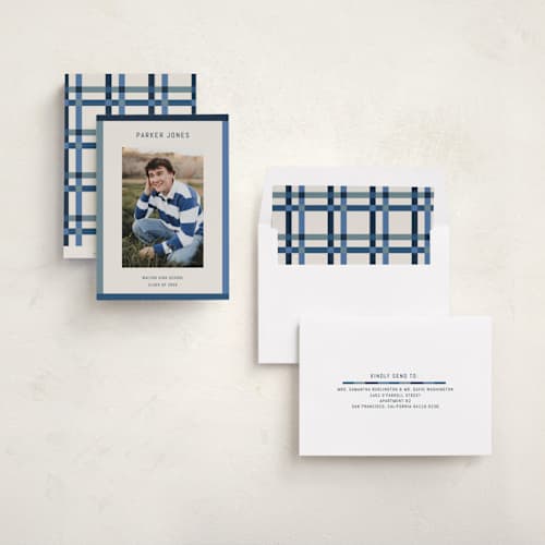 This is a ocean graduation announcements with standard by Kelly Watkins called wide frame printing on recycled smooth signature in standard