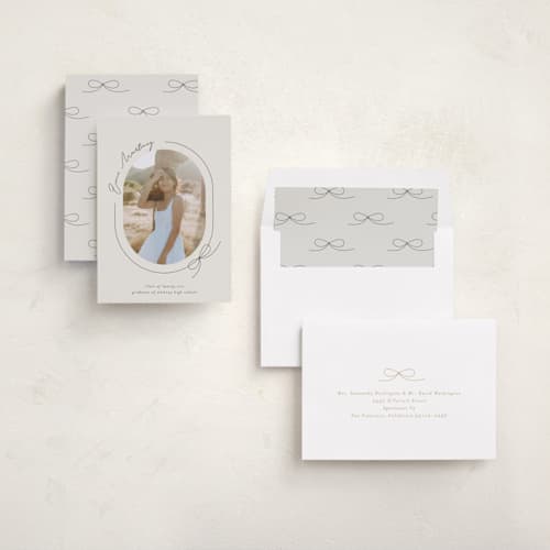 This is a latte graduation announcements with standard by Blustery August called etna printing on recycled smooth signature in standard