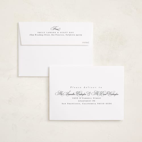 This is a salt graduation announcements with standard by Lea Delaveris called with a flourish printing on recycled smooth signature in standard