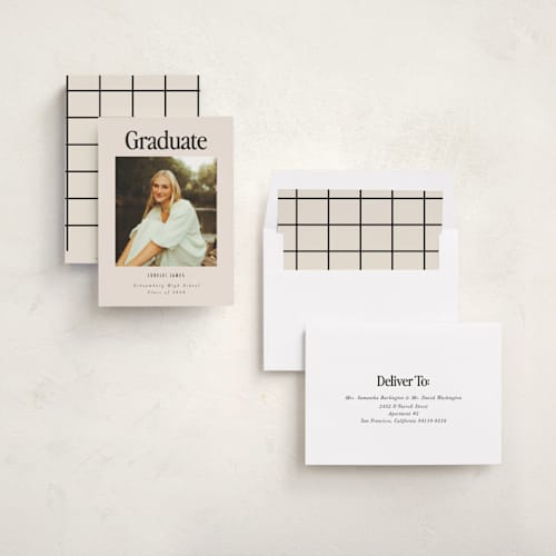This is a cream graduation announcements with standard by Nazia Hyder called persistence printing on recycled smooth signature in standard