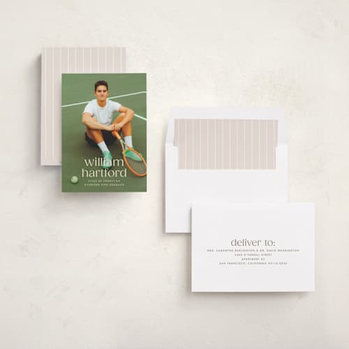 This is a silk graduation announcements with standard by Ellen Schlegelmilch called hartford printing on recycled smooth signature in standard