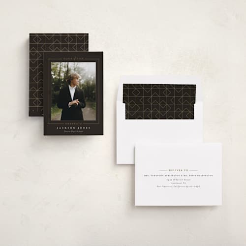 This is a truffle graduation announcements with standard by Joanna Griffin called straight arrow printing on recycled smooth signature in standard