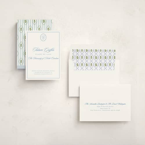 This is a capri graduation announcements with standard by Creo Study called scripted printing on signature in standard