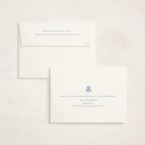 This is a provincial blue graduation announcements with standard by Erin German called sweet garden printing on signature in standard
