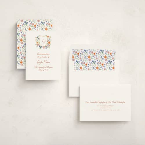 This is a hoos graduation announcements with standard by Cass Loh called wildflowers crest printing on signature in standard