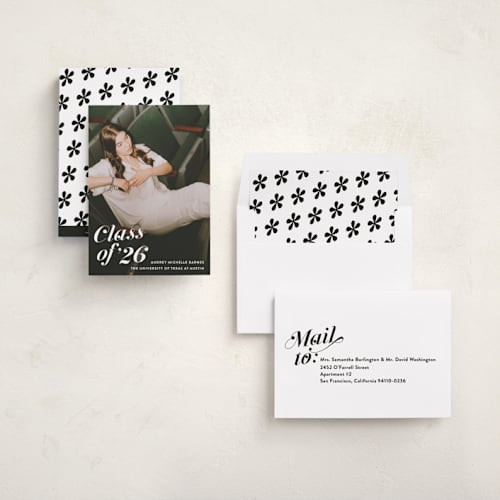 This is a ink graduation announcements with standard by Megan Davis called class dismissed printing on recycled smooth signature in standard