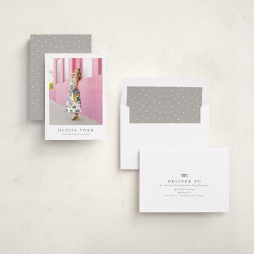 This is a snow graduation announcements with standard by Sarah Curry called archive printing on recycled smooth signature in standard
