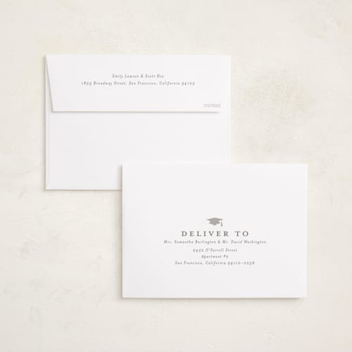 This is a snow graduation announcements with standard by Sarah Curry called archive printing on recycled smooth signature in standard