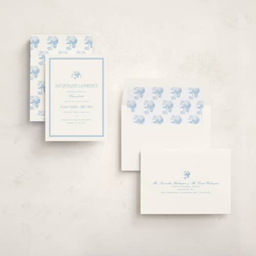 This is a sky blue graduation announcements with standard by Megan Davis called chesapeake printing on signature in standard