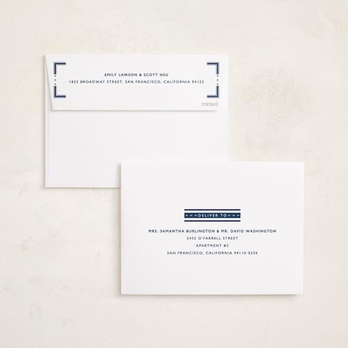 This is a navy graduation announcements with standard by Sarah Rosenthal called mvp printing on recycled smooth signature in standard