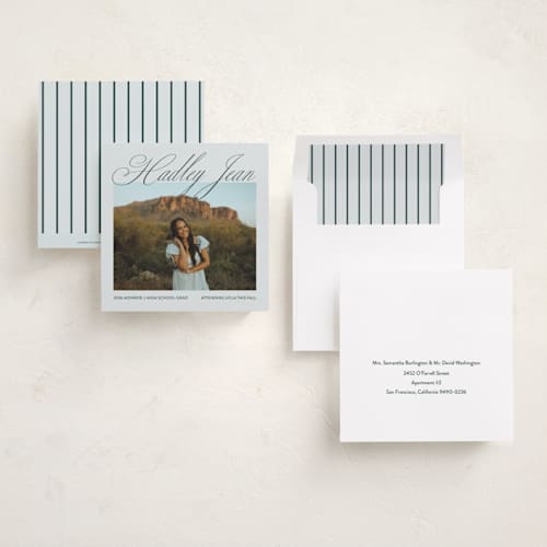This is a ocean graduation announcements with standard by Hannah Fox called framed name printing on recycled smooth signature in standard