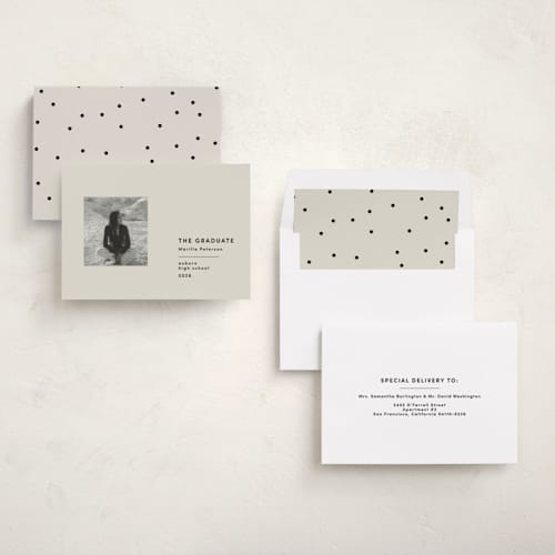 This is a sandstone graduation announcements with standard by Bryanna Mehner called modern achievement printing on recycled smooth signature in standard