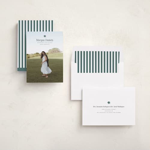 This is a fairway graduation announcements with standard by Carolyn MacLaren called elated cap printing on recycled smooth signature in standard