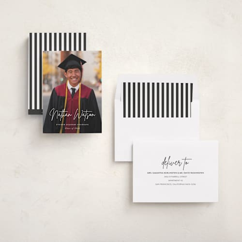 This is a pearl graduation announcements with standard by Sara Hicks Malone called signed printing on recycled smooth signature in standard