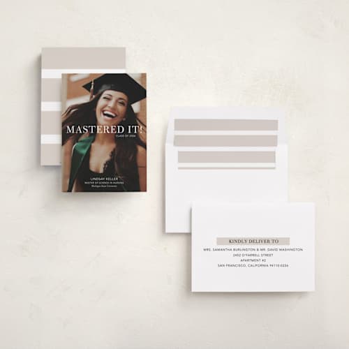 This is a snow graduation announcements with standard by Stacie Stankos called mastered it printing on recycled smooth signature in standard