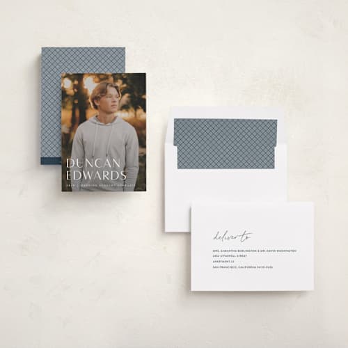 This is a cloud graduation announcements with standard by Sara Hicks Malone called classic printing on recycled smooth signature in standard