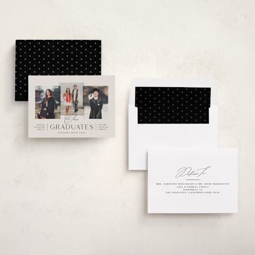 This is a clay graduation announcements with standard by Olivia Raufman called our grads printing on recycled smooth signature in standard