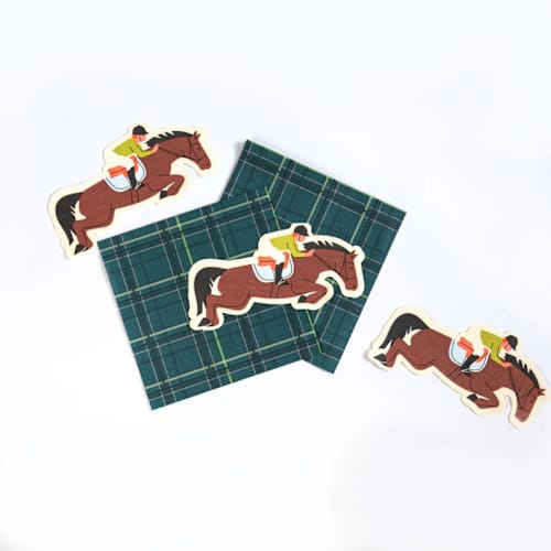 This is a multicolor party decorations by POP Party Supplies called horse plaid napkins - equestrian collection (x20) in standard