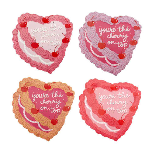This is a pink party decorations by Jollity and Co called you're the cherry on top dessert plates - pack of 8 in standard