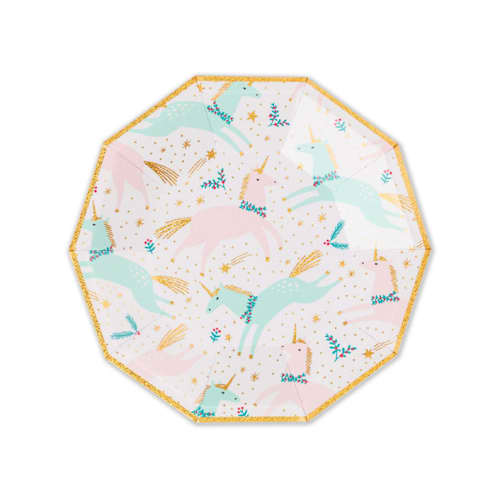 This is a multicolor party decorations by Jollity and Co called magical christmas small plates - set of 8 in standard