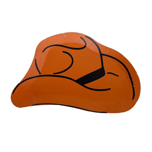 This is a brown party decorations by Jollity and Co called yeehaw large "cowboy hat" plates - pack of 8 in standard