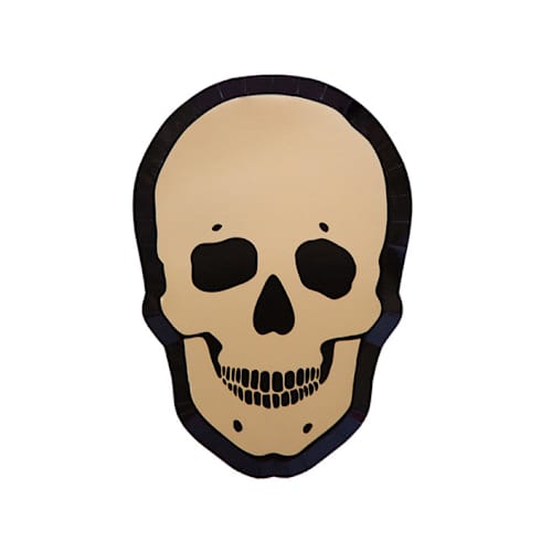 This is a gold party decorations by Jollity and Co called gold skull dessert plates- set of 8 in standard