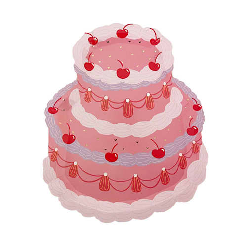 This is a pink party decorations by Jollity and Co called you're the cherry on top dinner plates - pack of 8 in standard