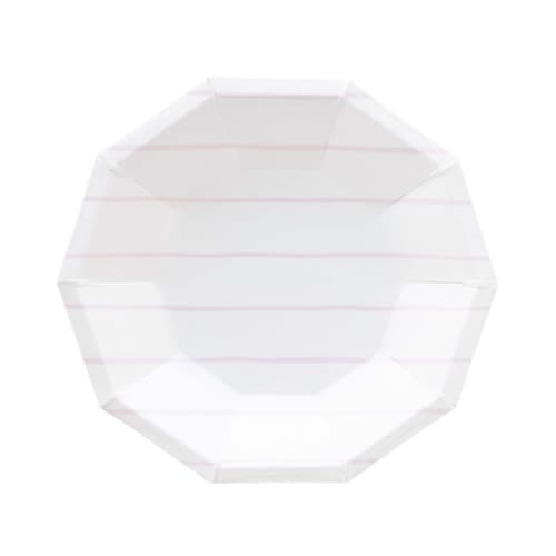 This is a purple party decorations by Jollity and Co called lilac frenchie stripes large plates in standard