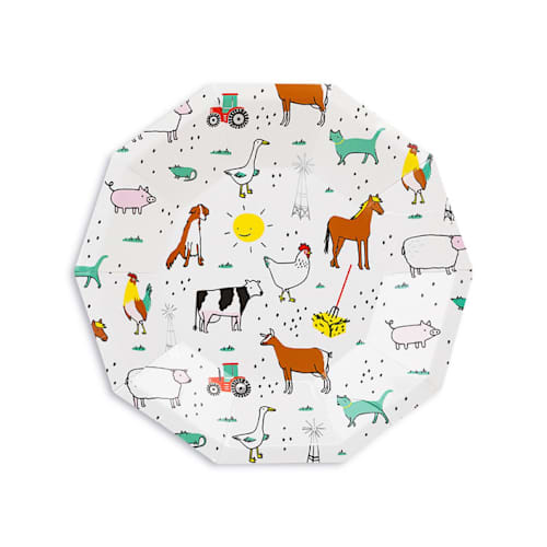 This is a multicolor party decorations by Jollity and Co called on the farm small plates - pack of 8 in standard