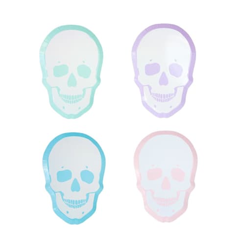 This is a white party decorations by Jollity and Co called pastel skull dessert plates- set of 8 in standard