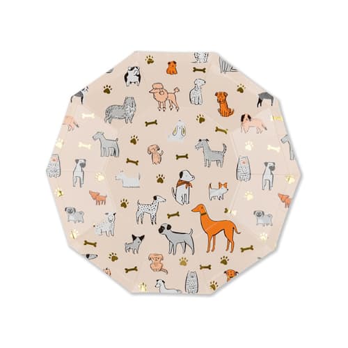 This is a multicolor party decorations by Jollity and Co called bow wow small plates - pack of 8 in standard