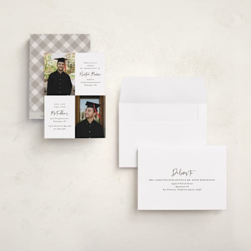 This is a fudge graduation invitations with standard by Mansi Verma called mod duo printing on signature in petite