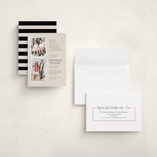 This is a ivory graduation invitations with standard by Heather Schertzer called big to-do printing on signature in petite