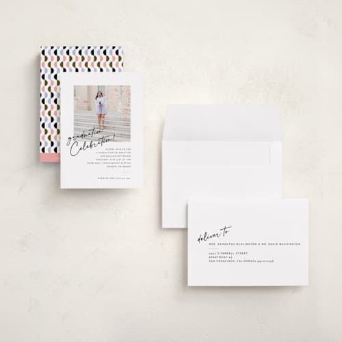This is a cloud graduation invitations with standard by Jenna Holcomb called modern celebration printing on signature in petite