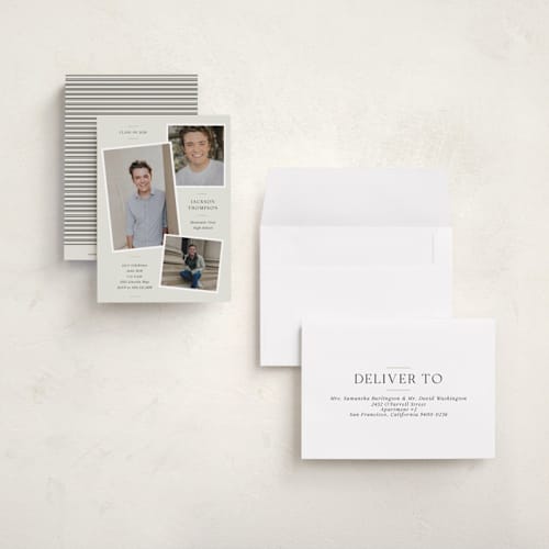 This is a creamery graduation invitations with standard by That Girl Press called a trio printing on signature in petite