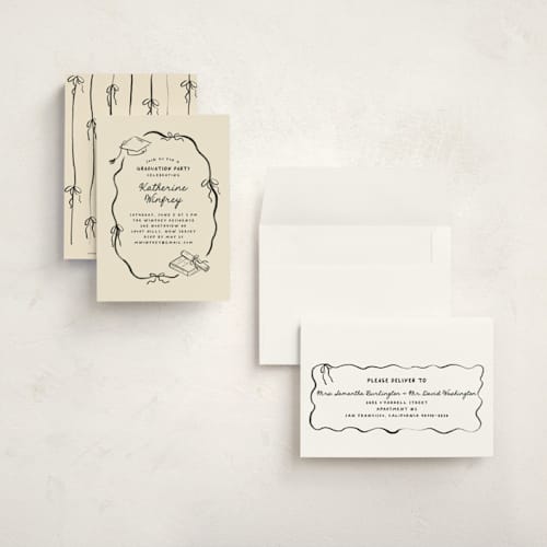This is a noir graduation invitations with standard by Creo Study called trendsetter printing on signature in petite
