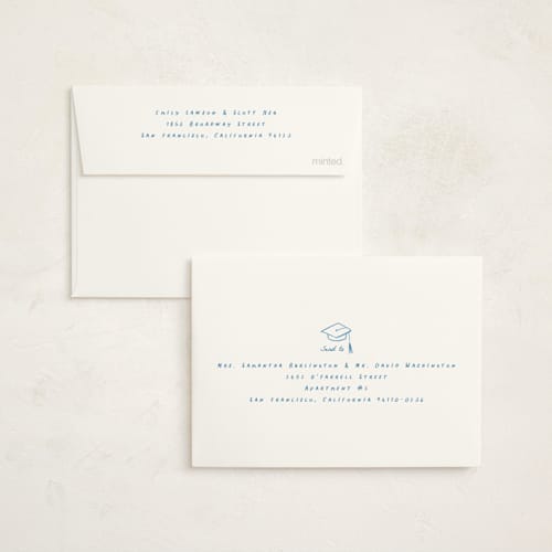 This is a cherry blossom graduation invitations with standard by Jessica Yeo called daydreams and doodles printing on signature in petite
