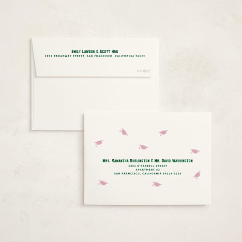 This is a roses graduation invitations with standard by Inkblot Design called capped printing on signature in petite