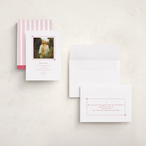This is a peony graduation invitations with standard by Baumbirdy called photobook printing on signature in petite