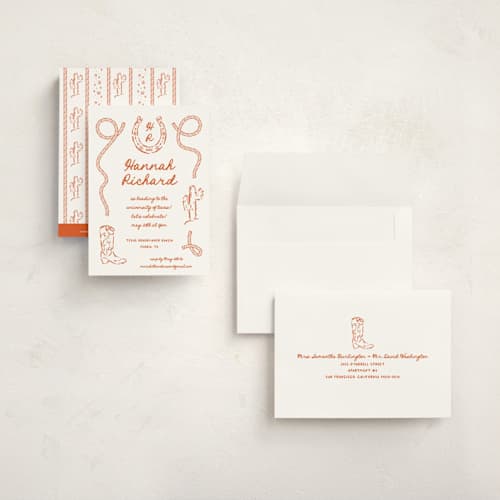 This is a bronco graduation invitations with standard by Claudia Orengo called western printing on signature in petite
