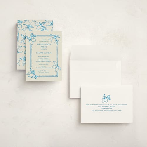 This is a ocean graduation invitations with standard by Pati Cascino called mediterraneo printing on signature in petite