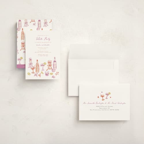 This is a orchid graduation invitations with standard by Cass Loh called cocktails and laughter printing on signature in petite