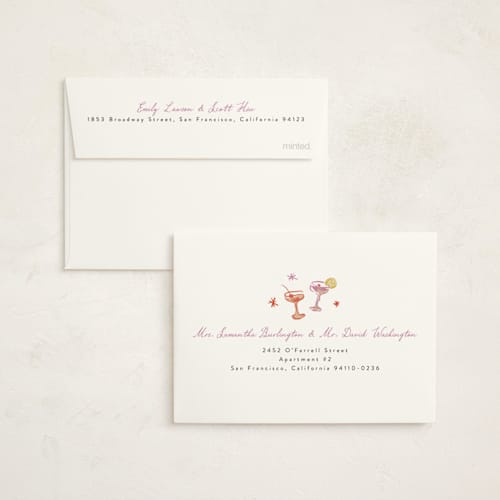This is a orchid graduation invitations with standard by Cass Loh called cocktails and laughter printing on signature in petite