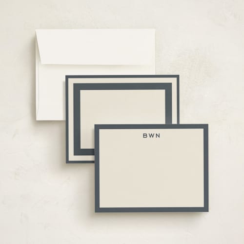 This is a slate personalized stationery thank you cards with standard by Megan Davis called tailor printing on signature in 4.25x5.5