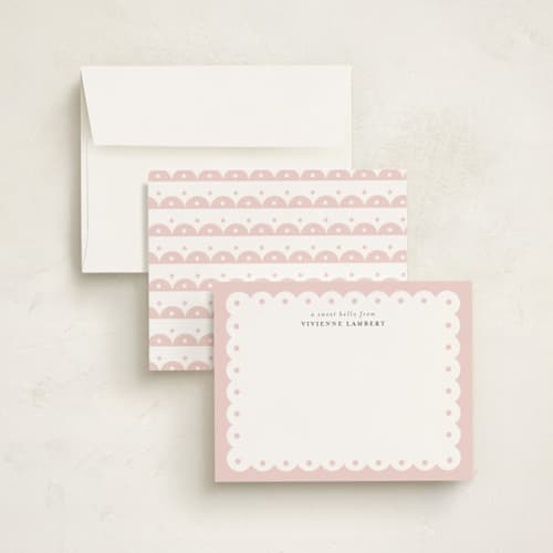 This is a blush personalized stationery thank you cards with standard by Shirley Lin Schneider called southern charm printing on signature in 4.25x5.5