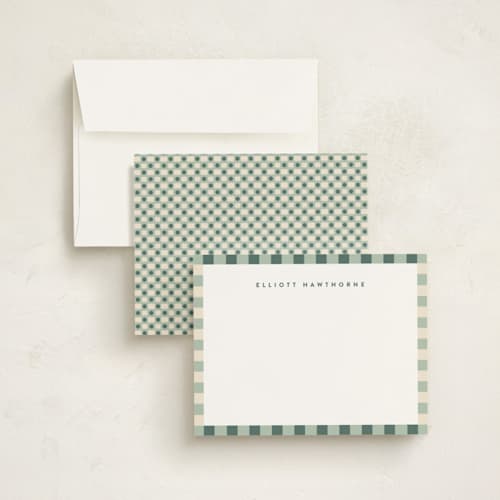 This is a pistachio personalized stationery thank you cards with standard by Olivia Raufman called refined stripe printing on signature in 4.25x5.5
