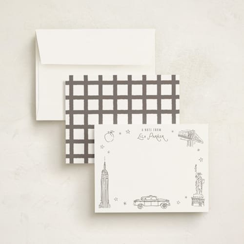 This is a haze personalized stationery thank you cards with standard by Sarah Curry called iconic nyc printing on signature in 4.25x5.5