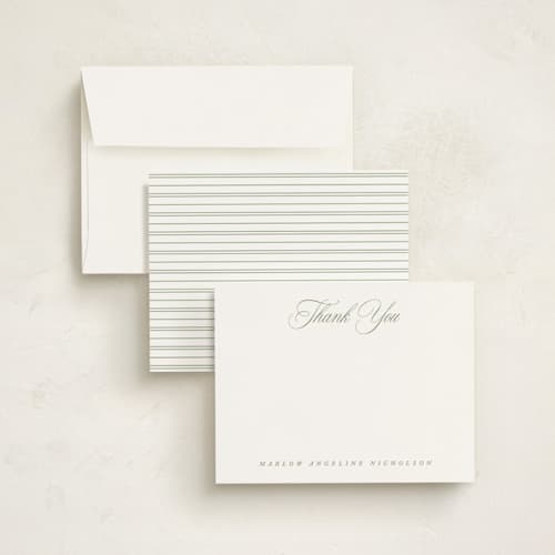 This is a garden personalized stationery thank you cards with standard by Kelly Schmidt called timeless thank you printing on signature in 4.25x5.5