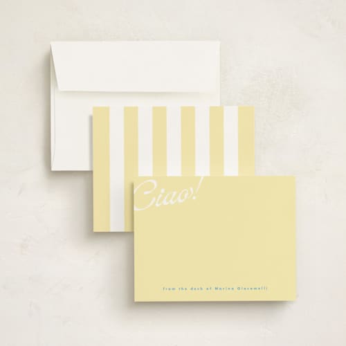 This is a limoncello personalized stationery thank you cards with standard by Tamara Hilje called ciao printing on signature in 4.25x5.5