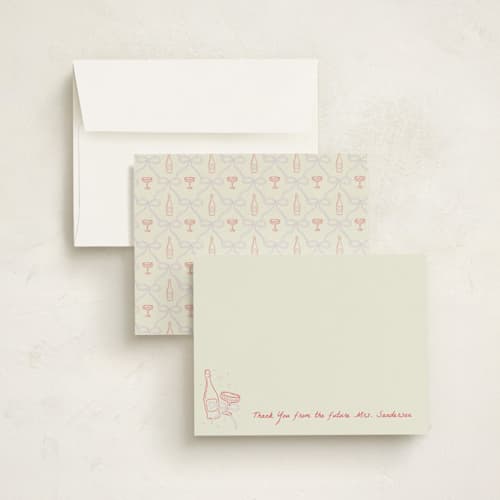 This is a wisteria personalized stationery thank you cards with standard by Ashlee Townsend called celebration printing on signature in 4.25x5.5